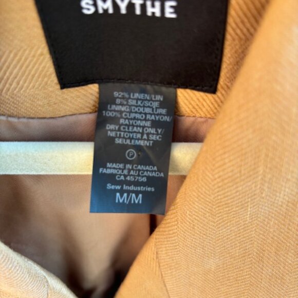 Smythe Tan Linen Silk Blend Herringbone Double Breasted Blazer NWOT - Picture 9 of 9